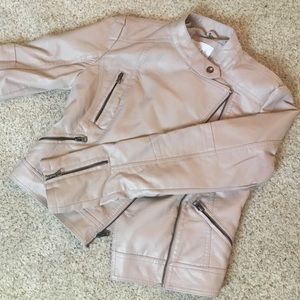 Blush pink leather jacket